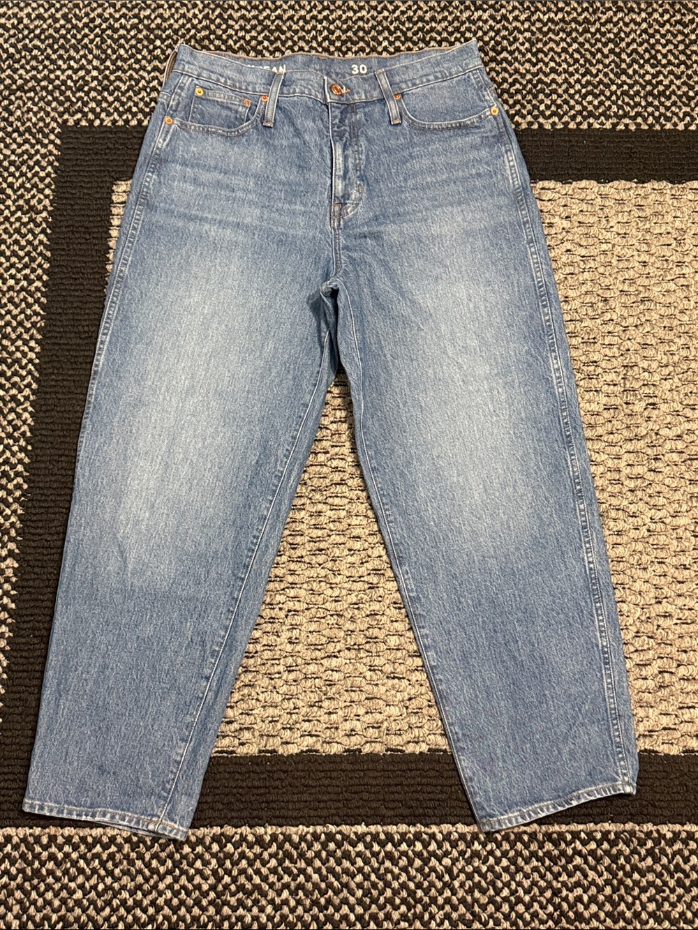 J.Crew Peggy Jean Sz 30 High Rise Tapered Barrel Leg Retro Relaxed Classic Denim